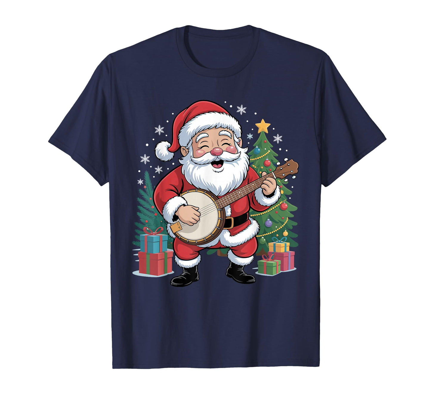 Funny Santa Christmas Design Banjo Holiday Xmas Pajama T-Shirt
