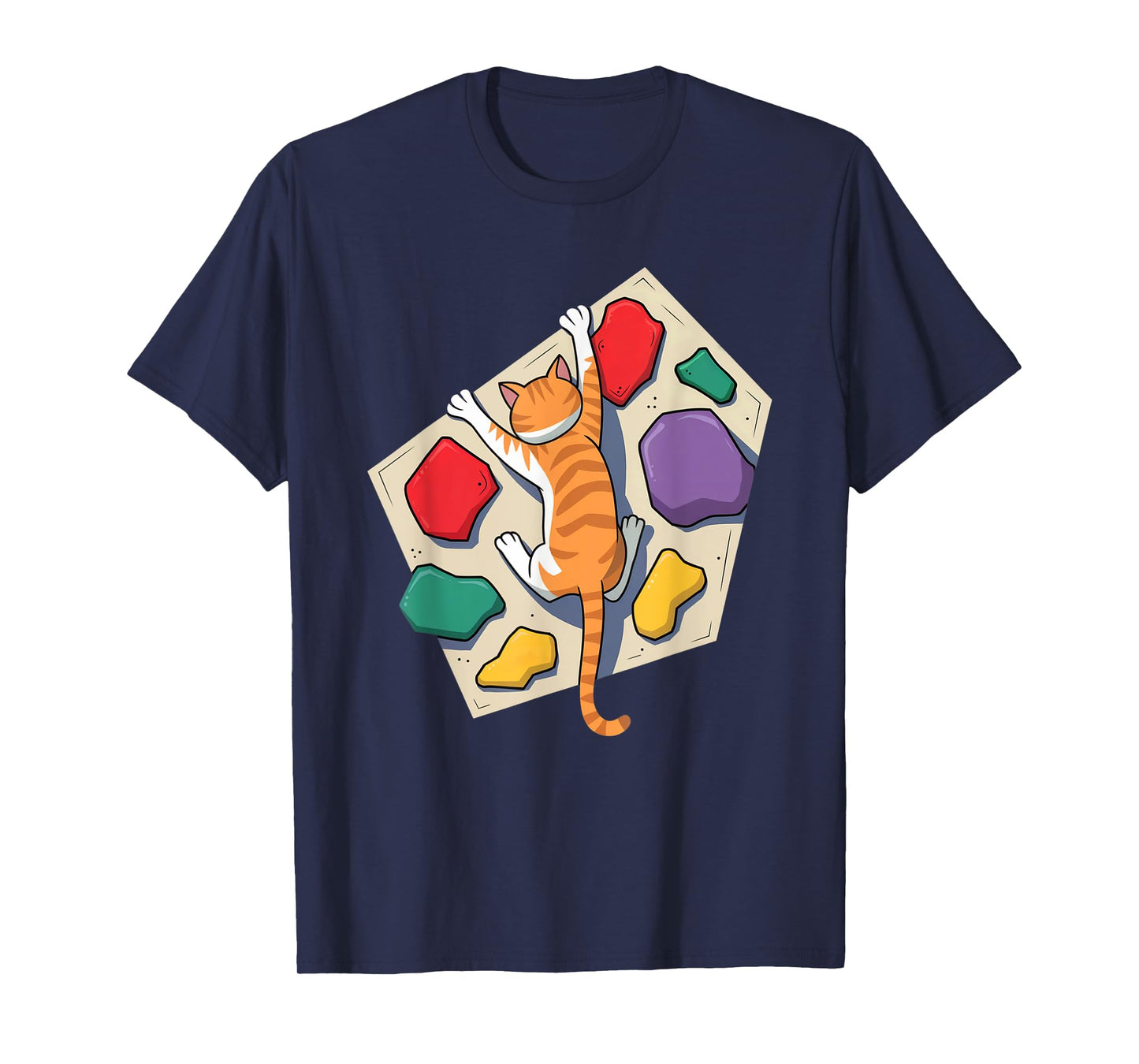 Funny Bouldering Cat – Rock Climbing & Cat Lover Design Men Women Kids T-Shirt