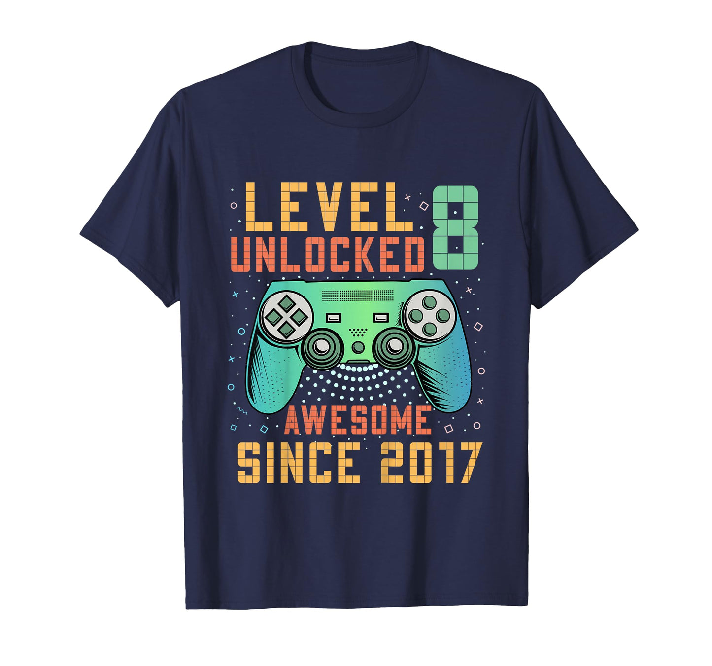 Kids Level 8 Unlocked 8th Birthday 8 Year Old Boy Gifts Gaming T-Shirt