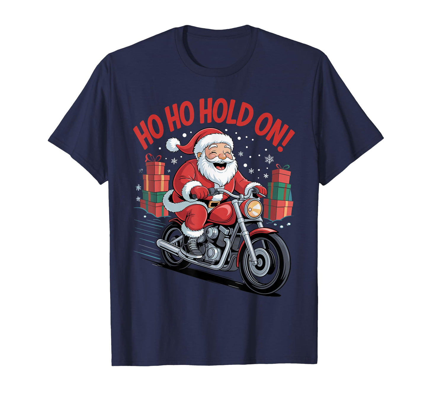 Funny Santa Riding Motorcycle Holiday Christmas Xmas Pajama T-Shirt