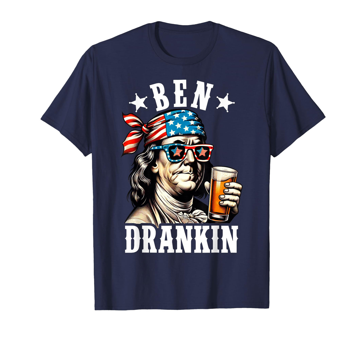 Ben Drankin Benjamin Franklin Men Women 4th of July USA Flag T-Shirt