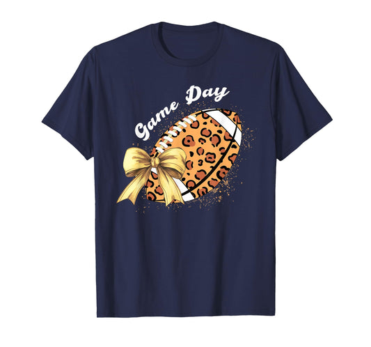 Vintage Game Day Leopard American Football Season Women Girl T-Shirt