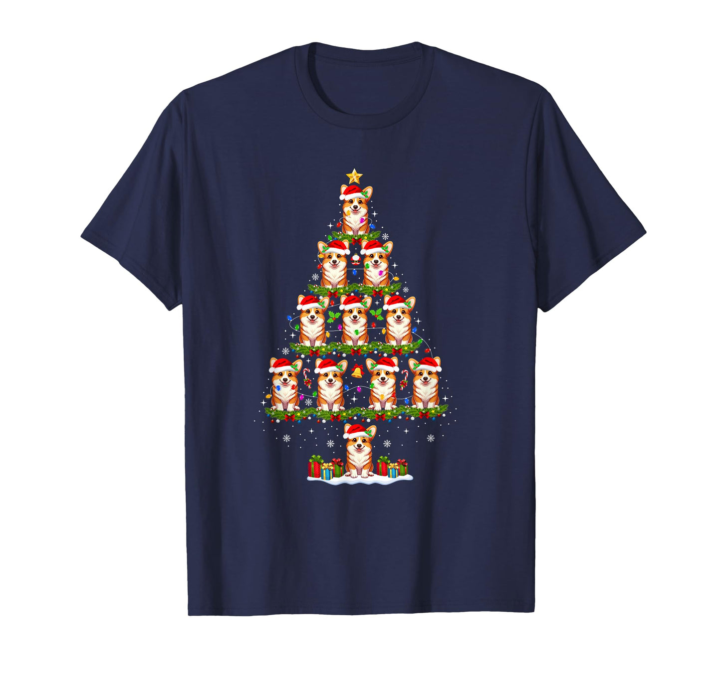 Corgi Dog Christmas Tree Merry Corgimas Funny Xmas Dog Lover T-Shirt