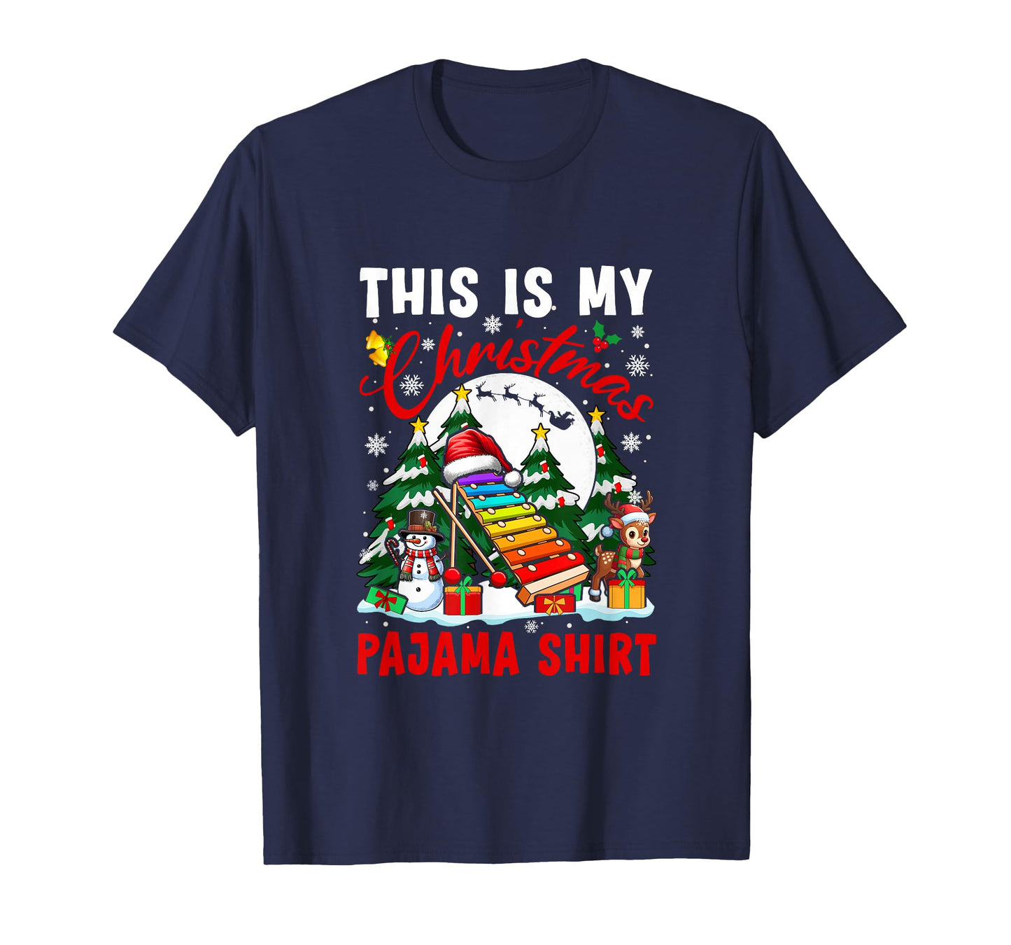 My Christmas Pajama Shirt Santa Xylophone Snowman Instrument T-Shirt