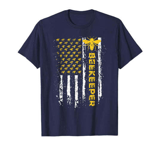 Beekeeper USA Flag Funny Honeybee Beekeeping Bee Patriotic T-Shirt