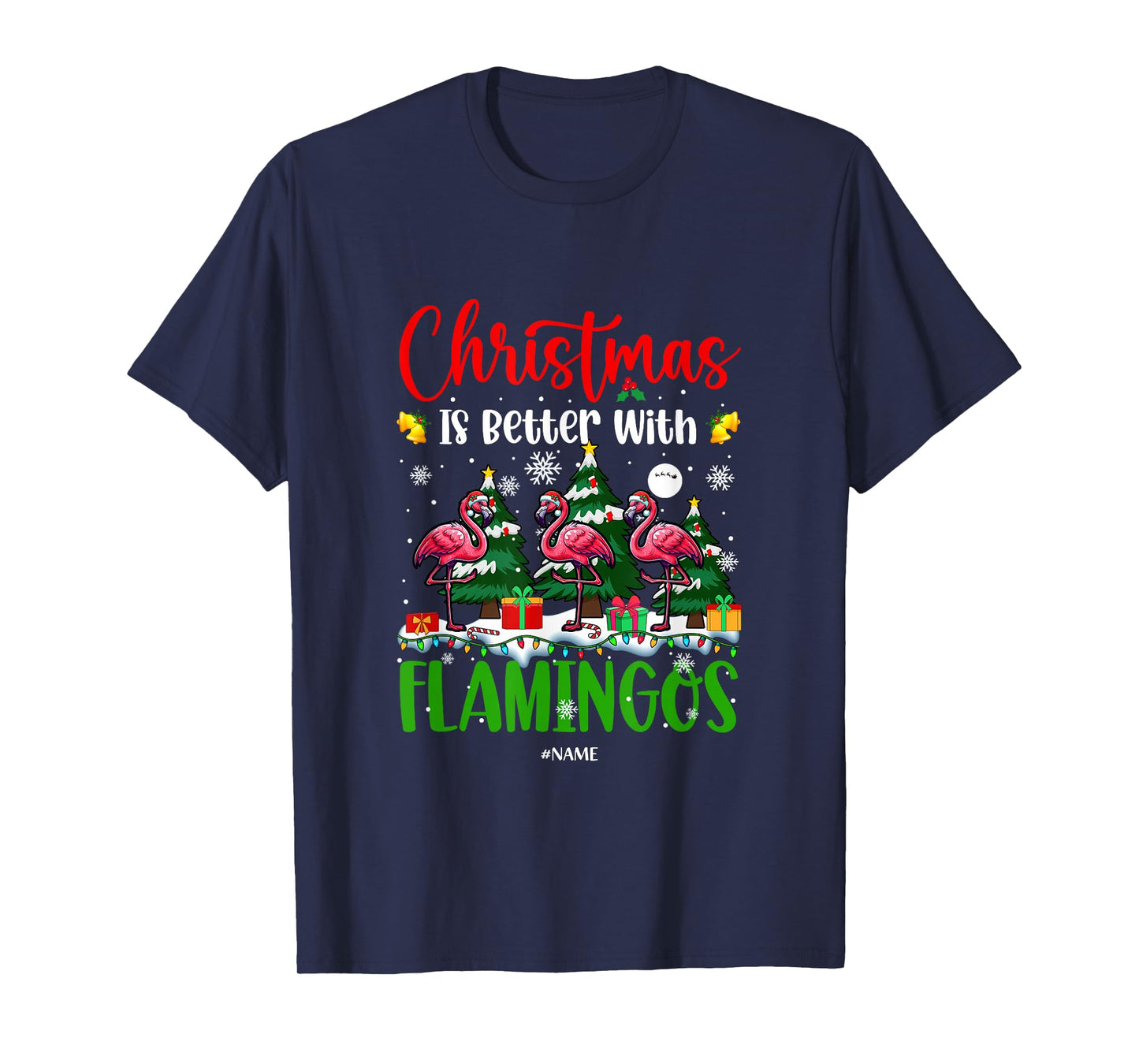 Xmas is Better Funny Joke Flamingos Lover Christmas Tree T-Shirt