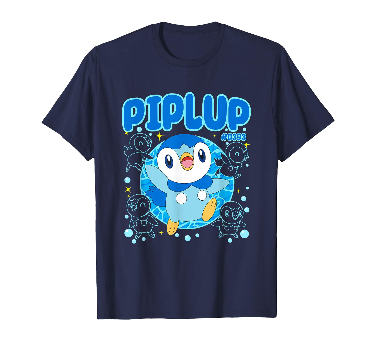 Pokémon Cute Happy Piplup #0393 Collage Big Chest Poster T-Shirt