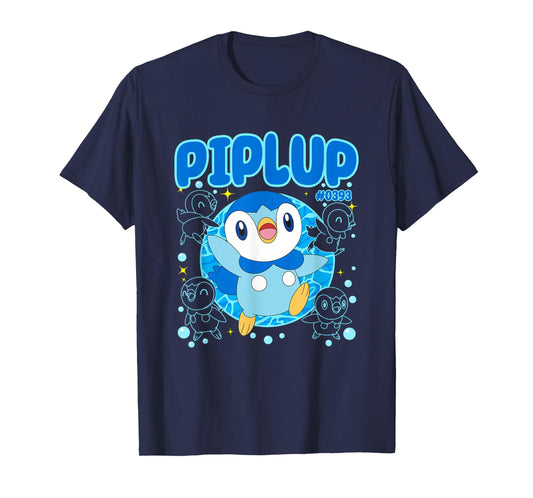 Pokémon Cute Happy Piplup #0393 Collage Big Chest Poster T-Shirt