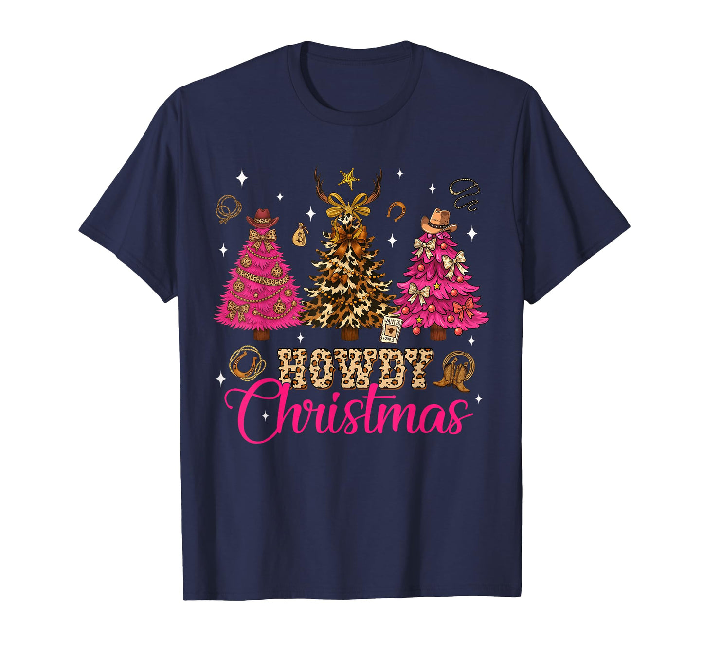 Howdy Christmas Tree Coquette Bow Western Xmas Pjs Cowgirl T-Shirt