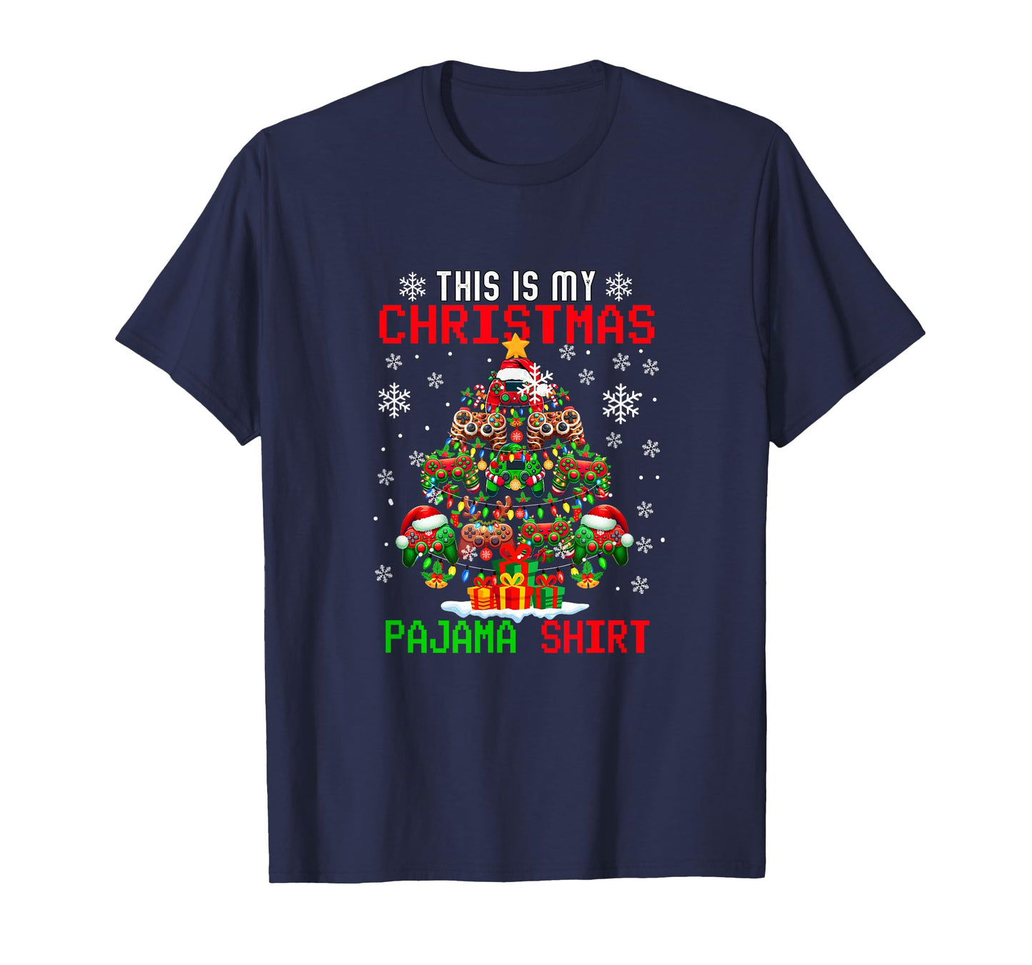 My Christmas Pajama Shirt Game Controllers Xmas Tree Gamer T-Shirt