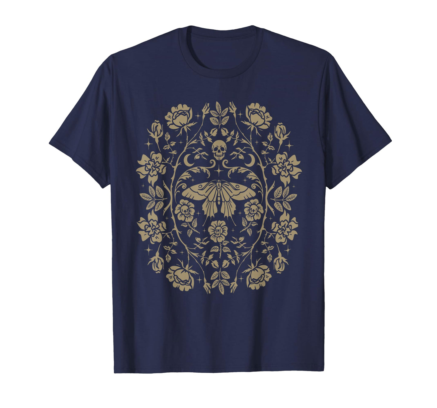 Vintage Moth Skull Aesthetic Floral For Men Women Boys Girls T-Shirt