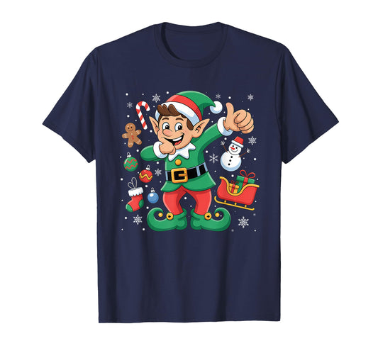 Dabbing Elf Santa Sleigh Snowman Funny Dab Xmas T-Shirt