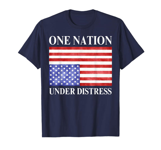 One Nation Under Vintage Distress 4th Of July American Flag T-Shirt