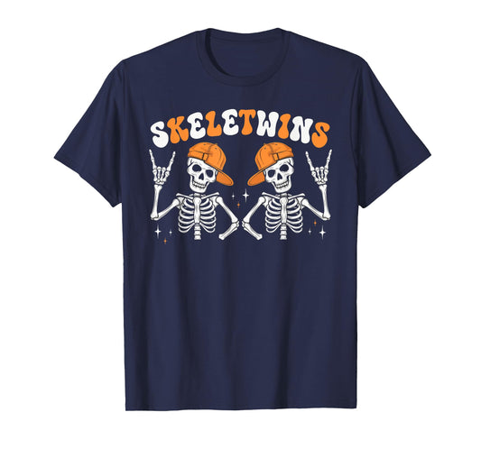 Skeletwins Halloween Twins Skeletons Hat Matching Boys Kids T-Shirt