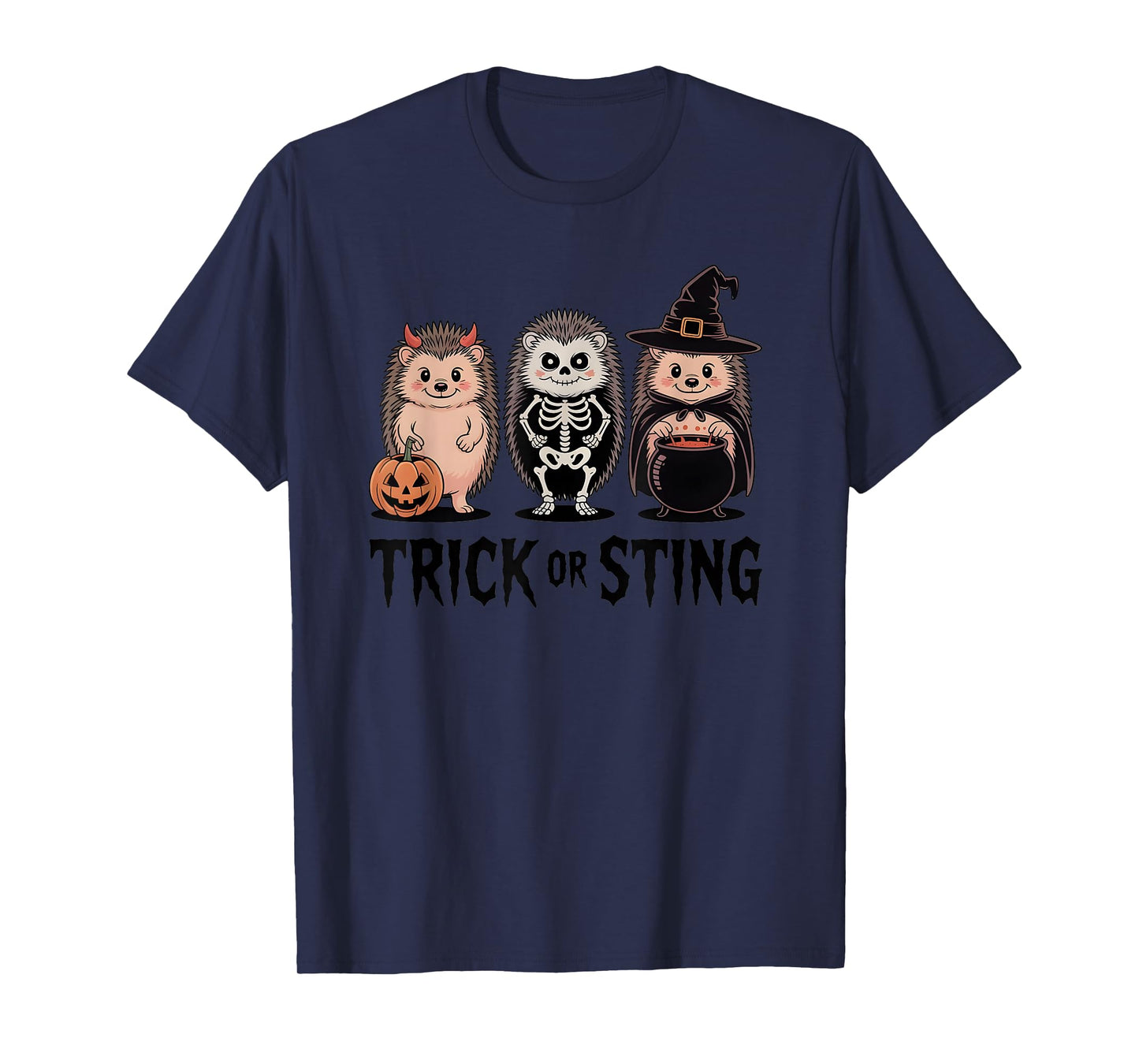 Vintage Halloween Hedgehogs Trick or Sting Spooky T-Shirt