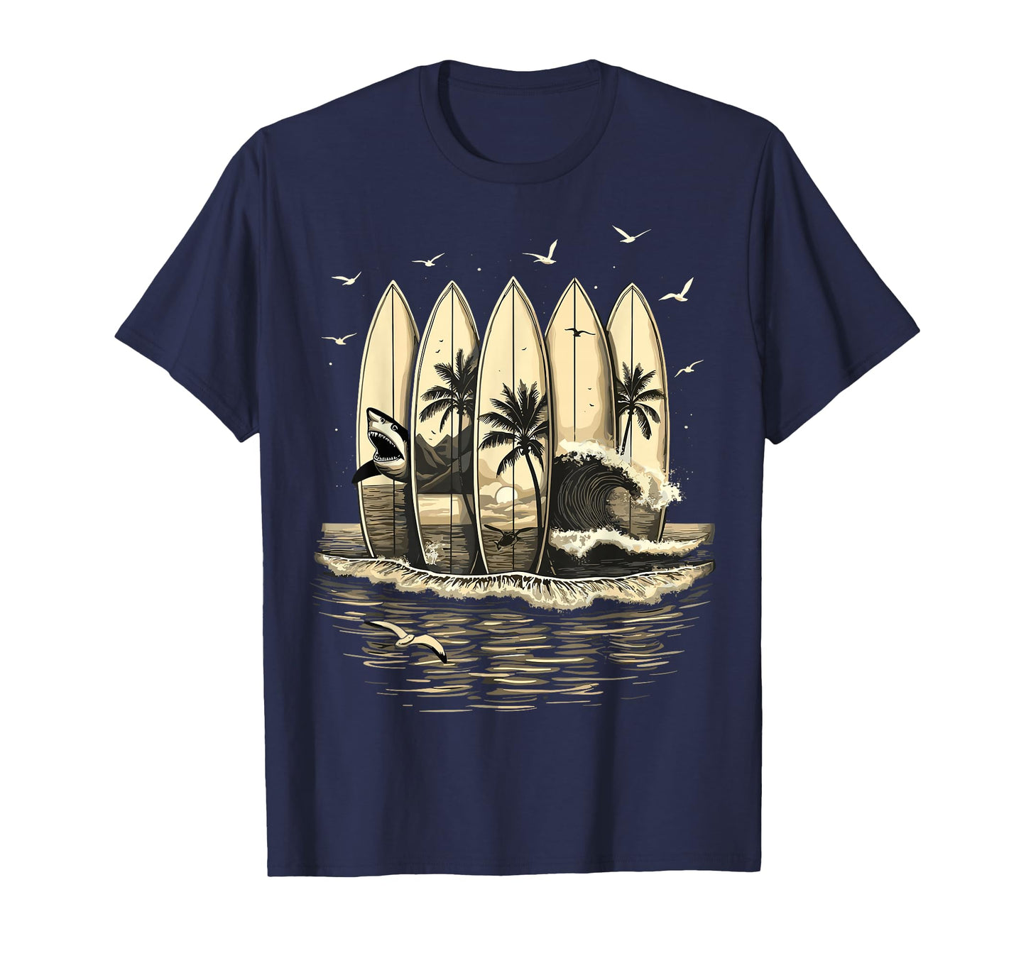 Surfing Tropical Surfboards Vintage Surfer T-Shirt