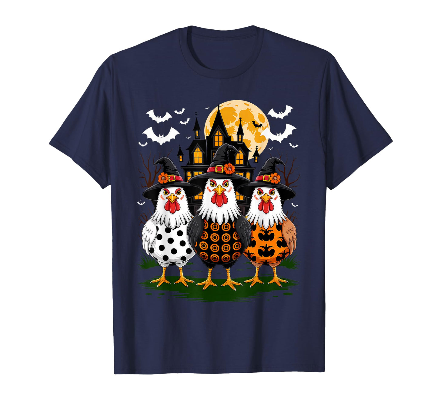Halloween Chicken Witch Pumpkin Chick Or Treat Farmer T-Shirt