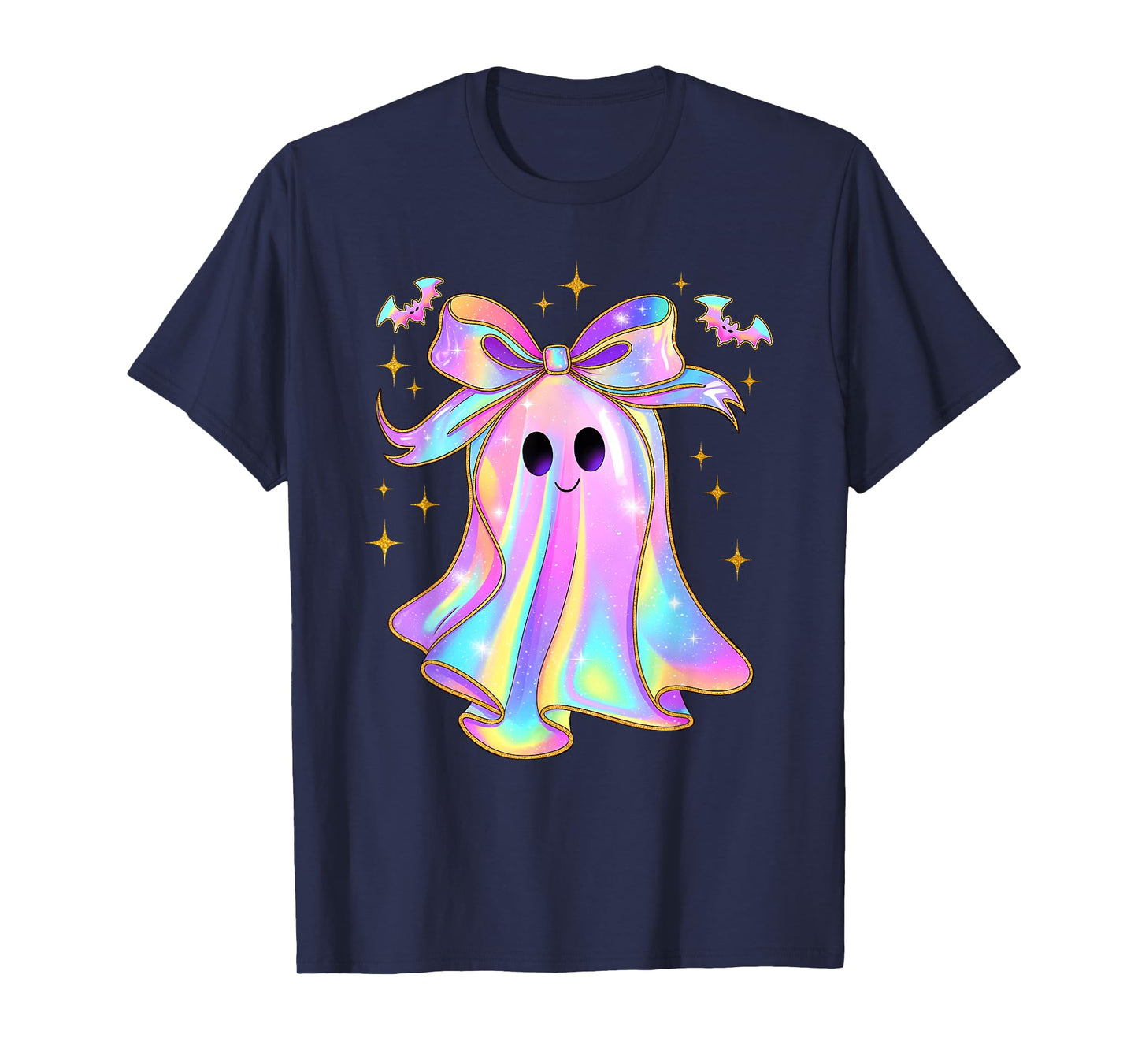 Cute Ghost Pumpkin Halloween Girly Coquette Bow Girl Women T-Shirt