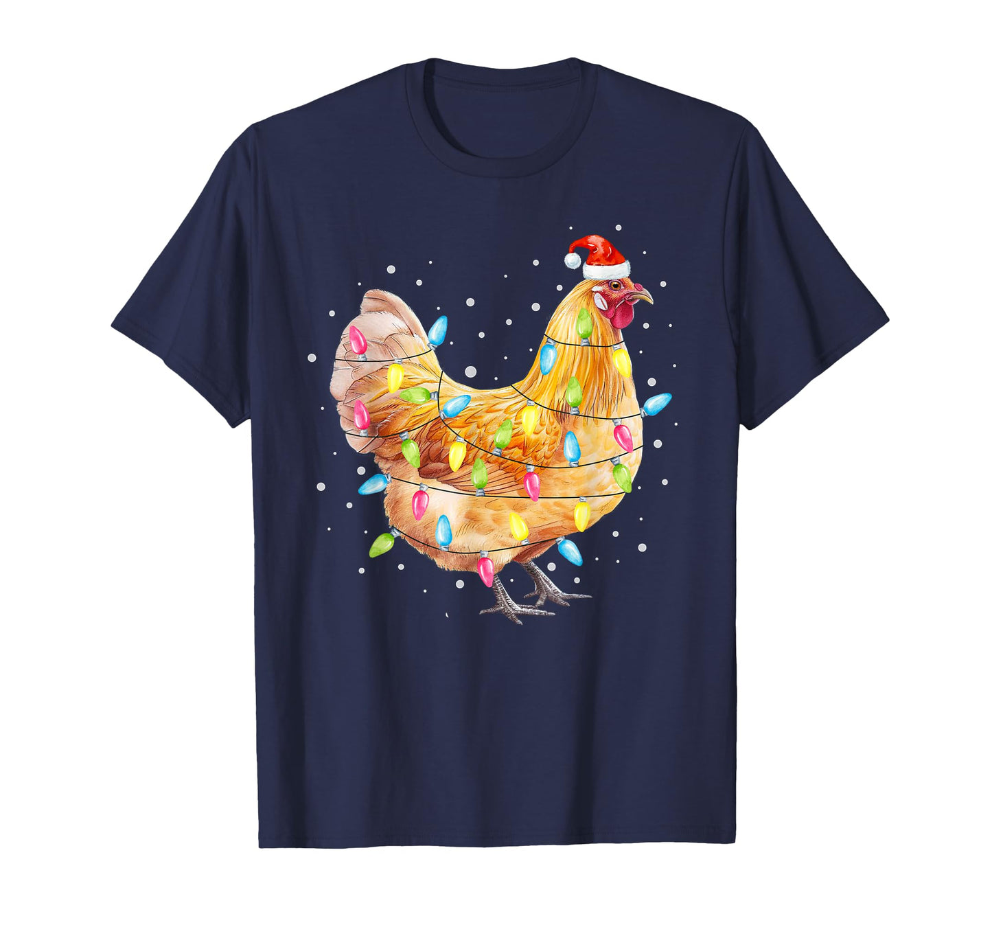 Chicken Christmas Lights Santa Hat Chicken Farm Animal Xmas T-Shirt