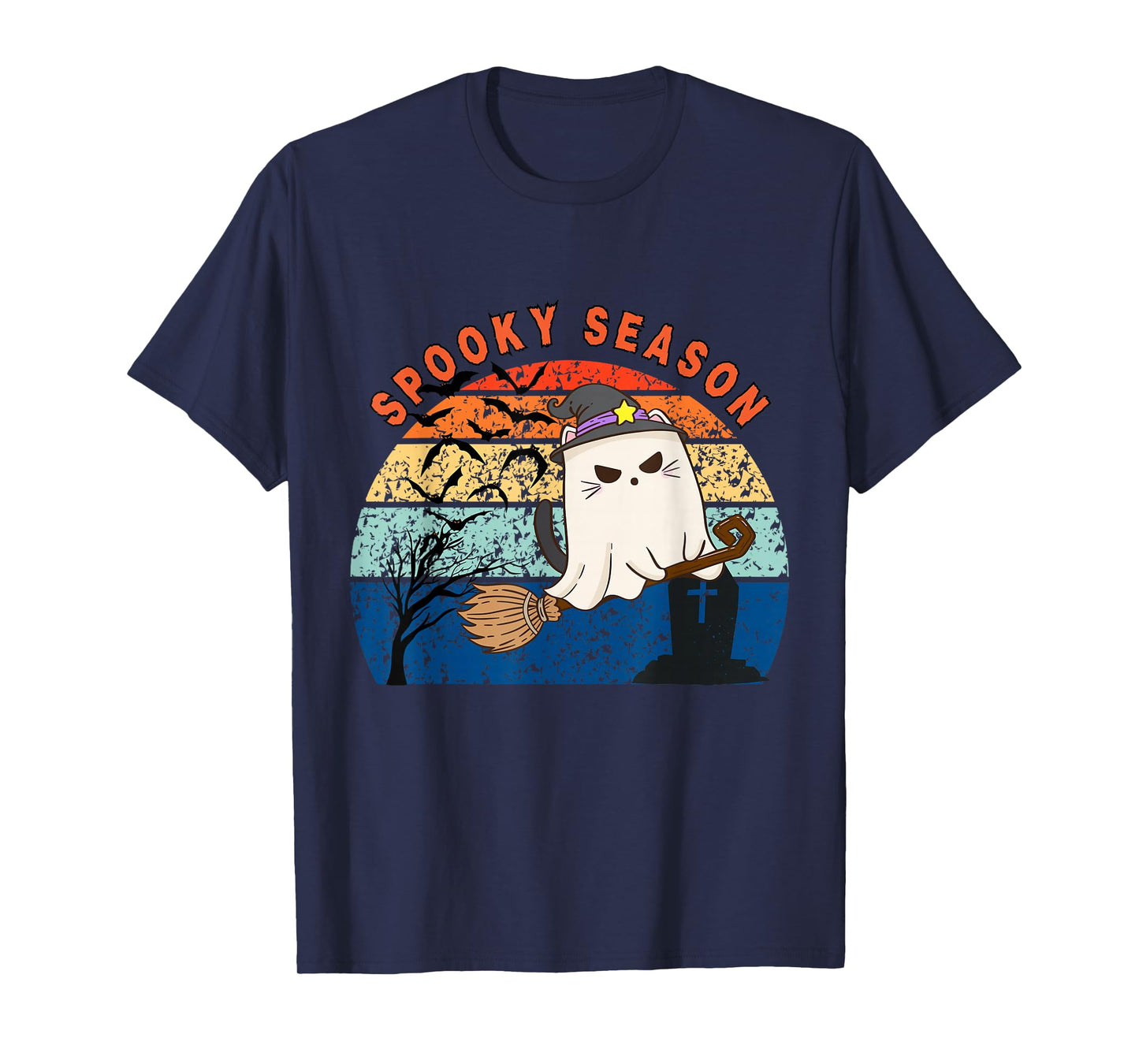 Spooky Season Ghost Cat Witch Halloween Cute Silly T-Shirt