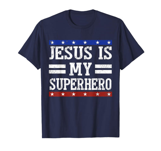 Vintage Jesus is My Superhero Fun Christian Religious T-Shirt