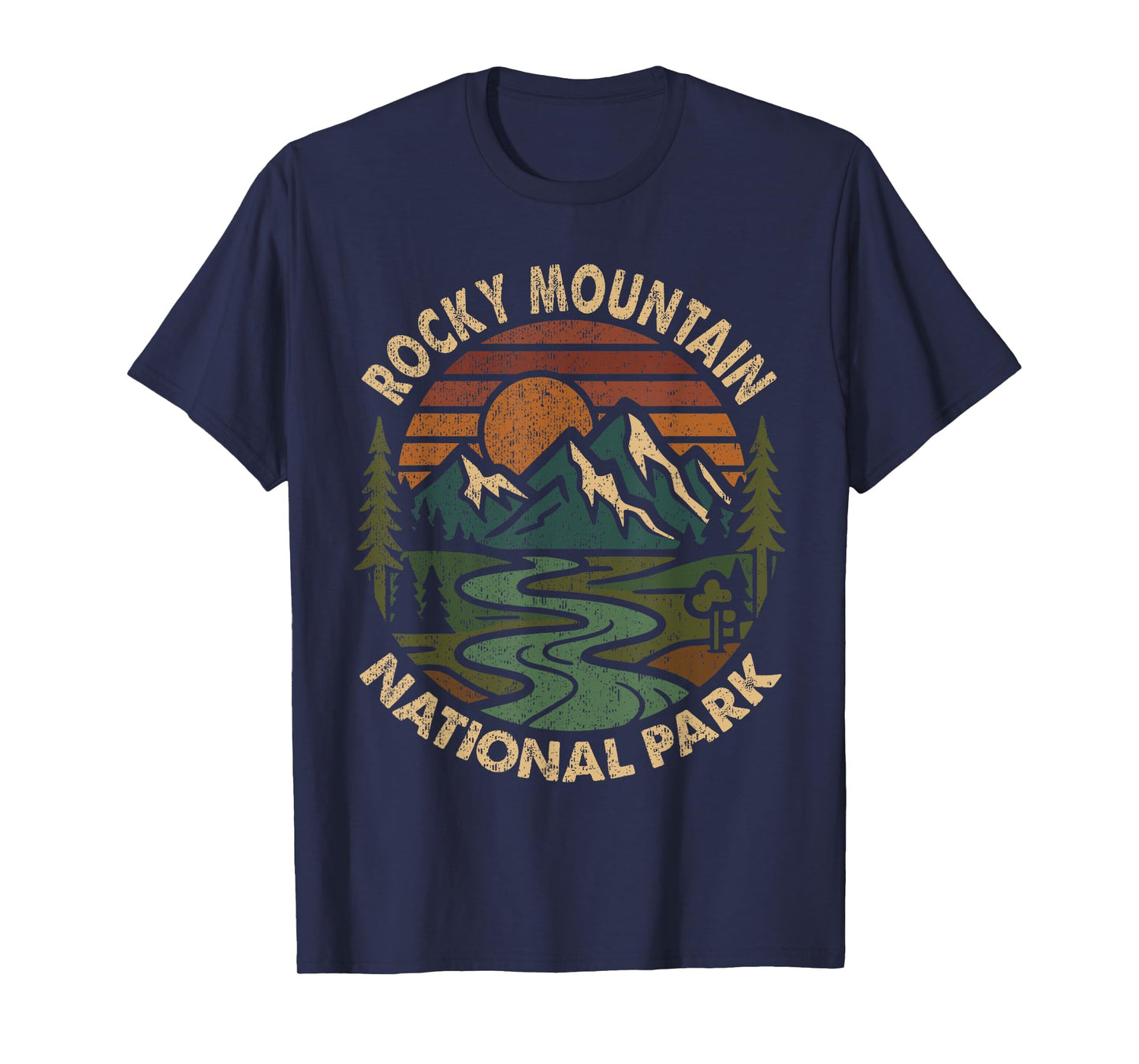 Rocky Mountain National Park Retro Sunset Mountains T-Shirt
