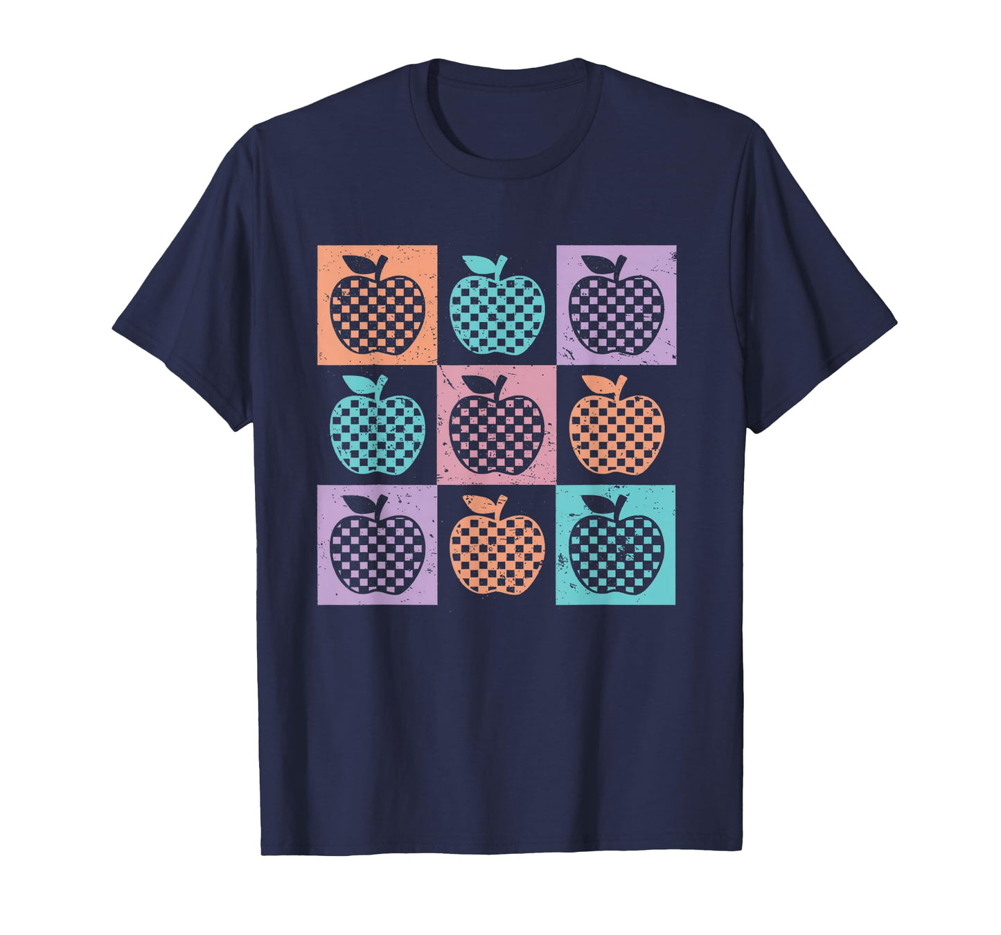 Retro Checkered Summer School Teacher Apple Teacher Apple T-Shirt