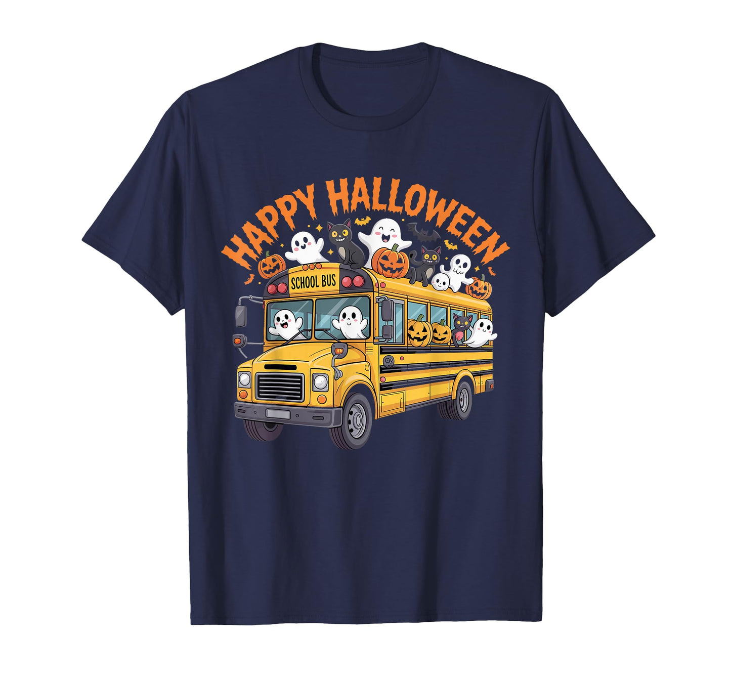 Teacher Halloween School Bus Driver Cute Ghost Witch Party T-Shirt