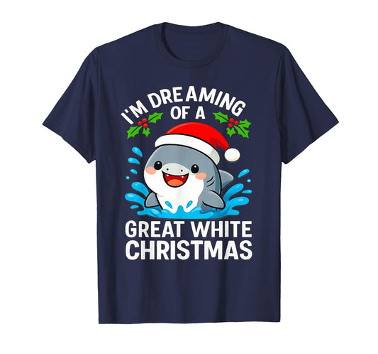 Great White Christmas Shark Funny Santa Holiday Pun Humor T-Shirt