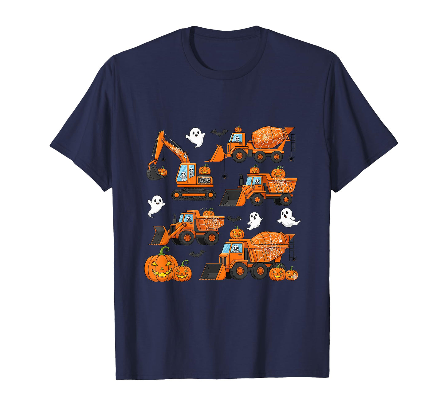 Spooky Construction Trucks Toddler Boys Halloween Costume T-Shirt