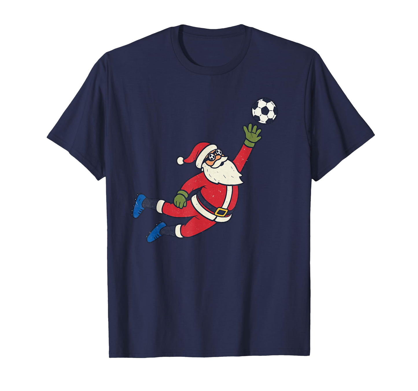 Santa Playing Soccer Christmas Vintage Funny Xmas Holiday T-Shirt