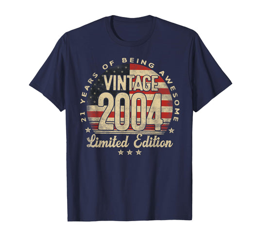Vintage 2004 Limited Edition 21-Year-Old Gifts USA Flag T-Shirt