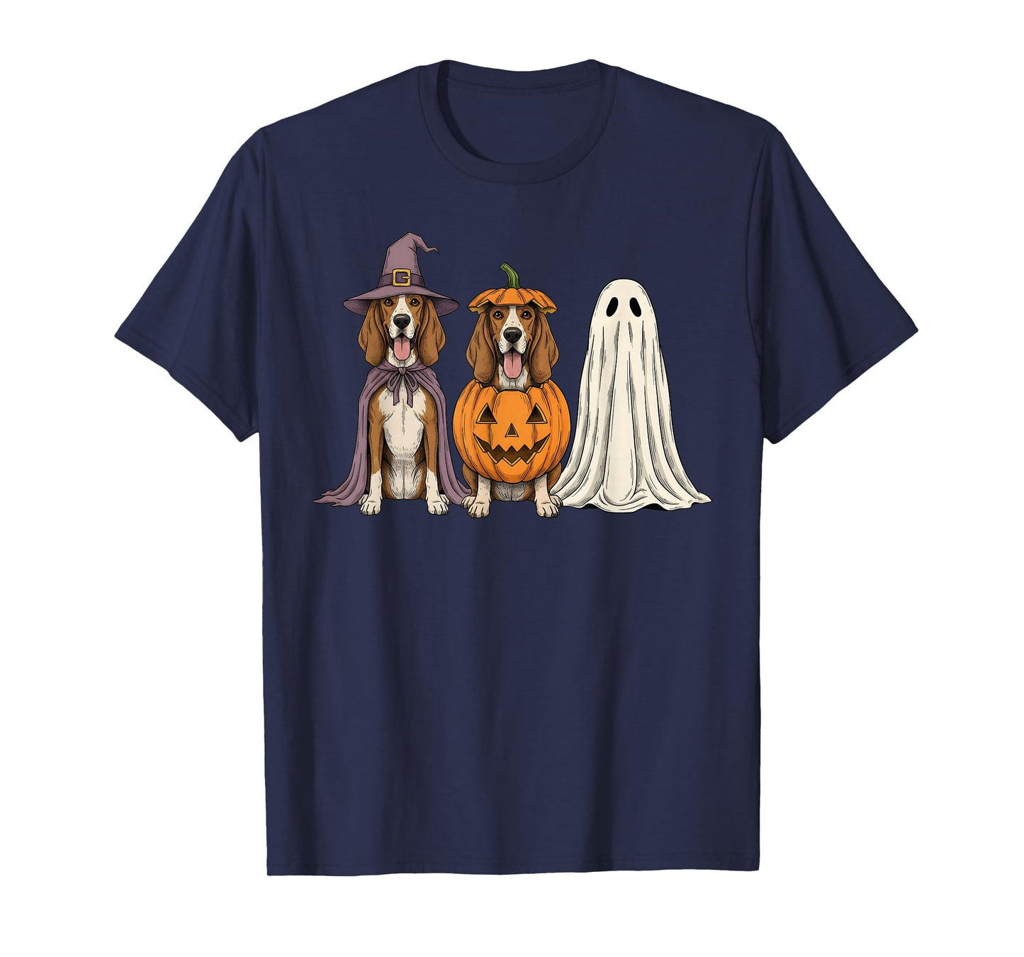 Spooky Ghost Coonhound Pumpkin Halloween Dog Lover T-Shirt