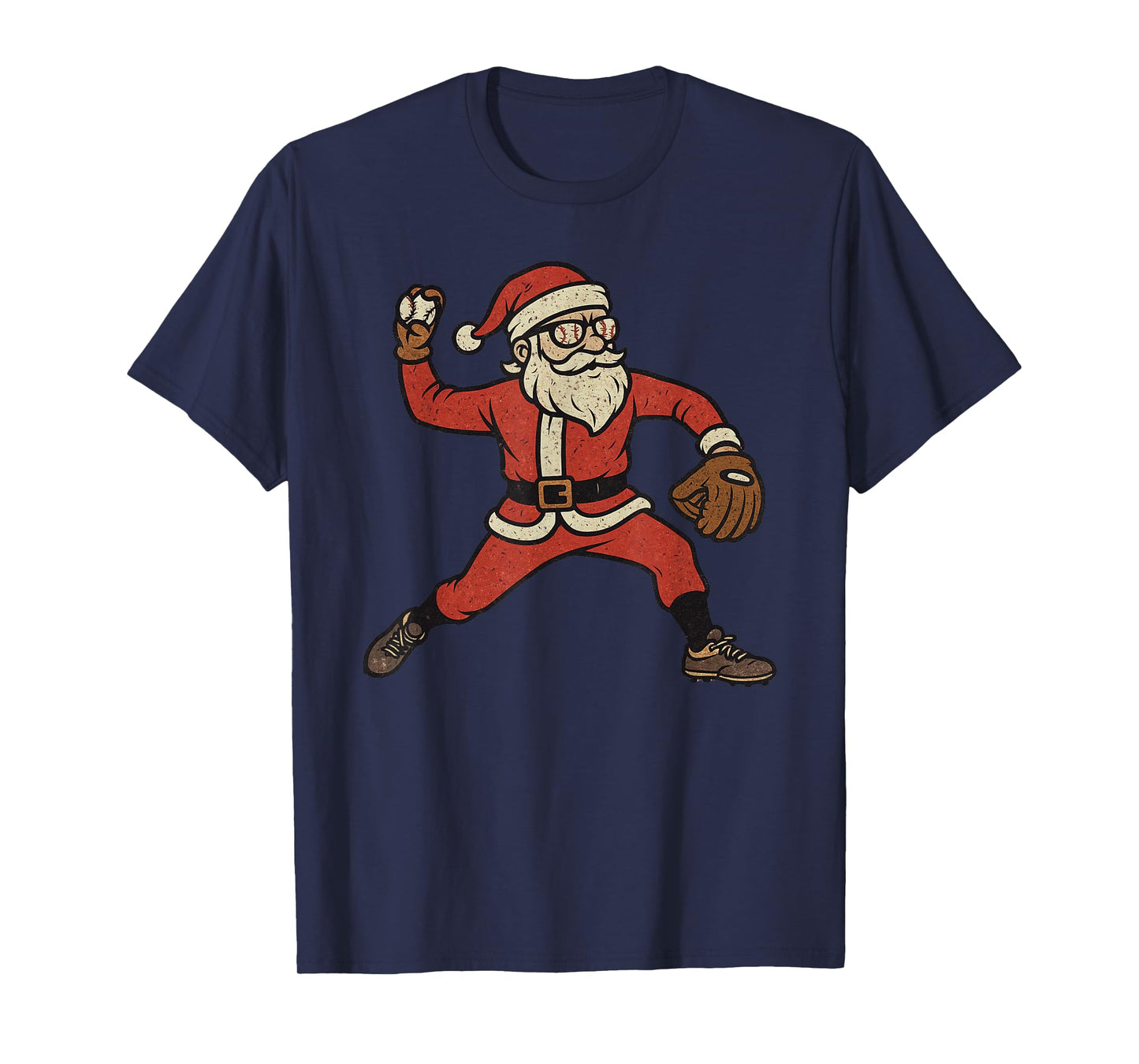 Santa Claus Playing Baseball Xmas Holiday Funny Christmas T-Shirt