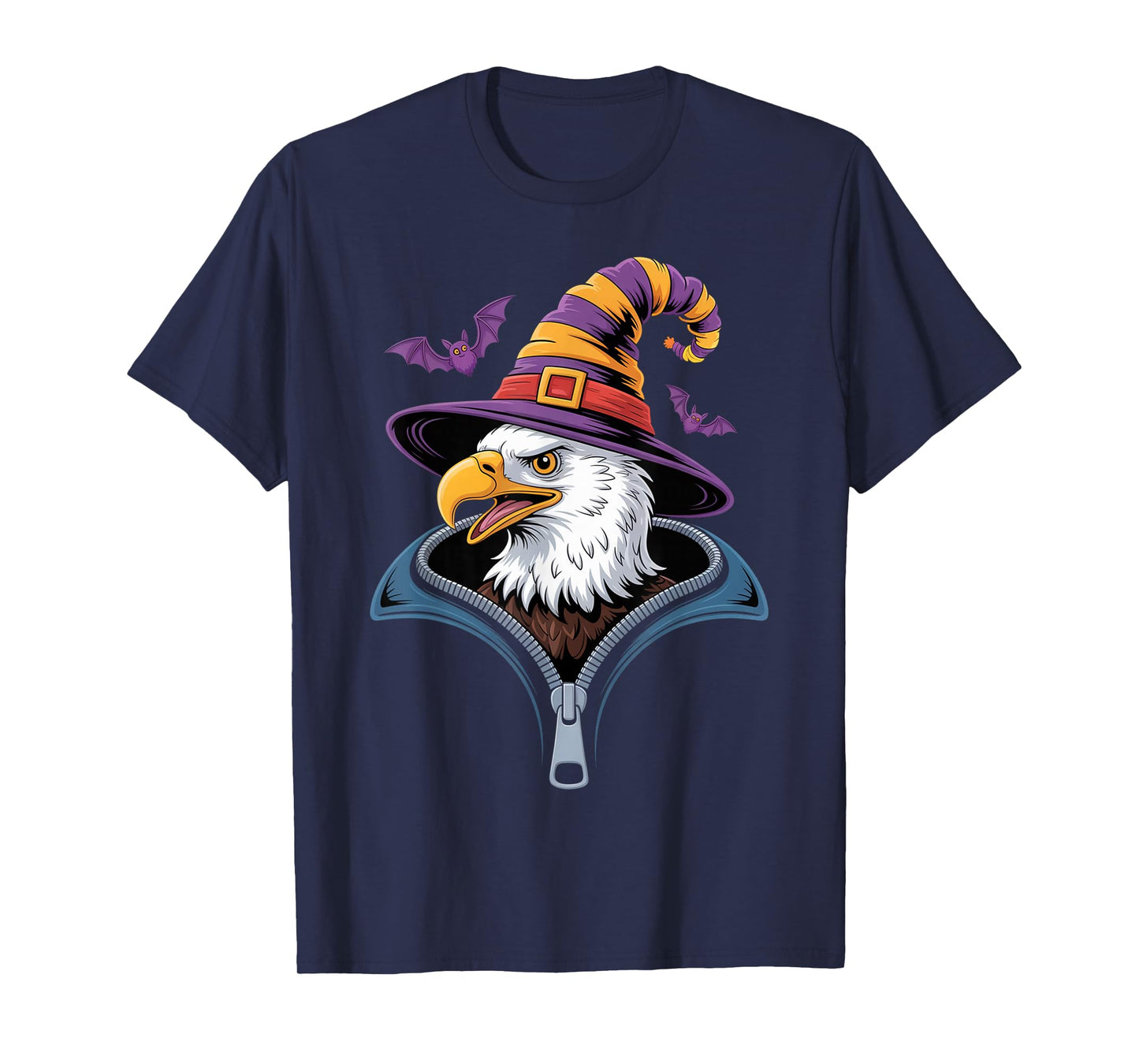 Funny Bald Eagle Peeking Out Zipper Halloween Costume T-Shirt
