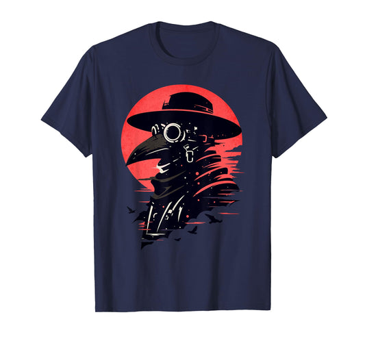 Gothic Mask Graphic Steam Punk Themed Plague Doctor Design T-Shirt