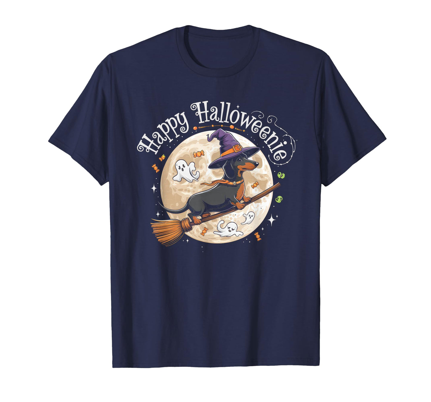 Happy Halloweenie Tshirt Women Men Wiener Monster Party T-Shirt