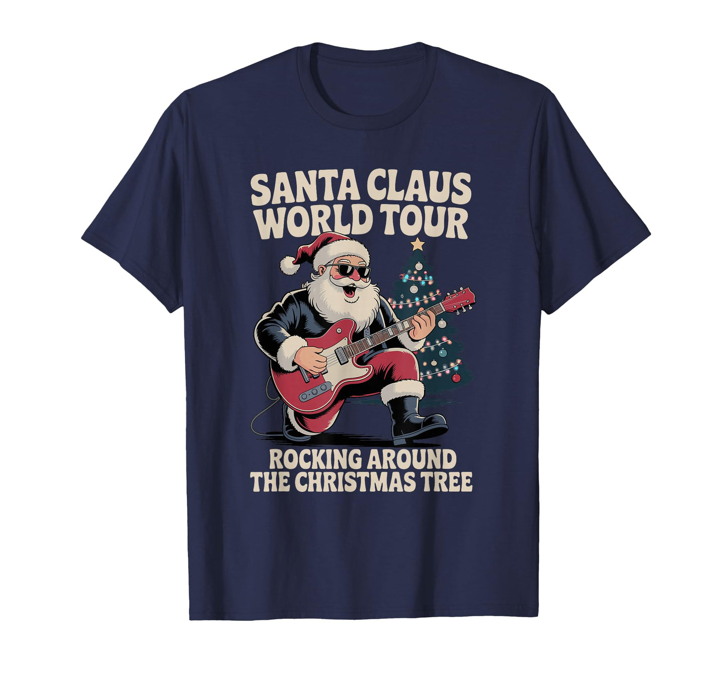 Santa Claus World Tour Rocking Around The Christmas Tree T-Shirt