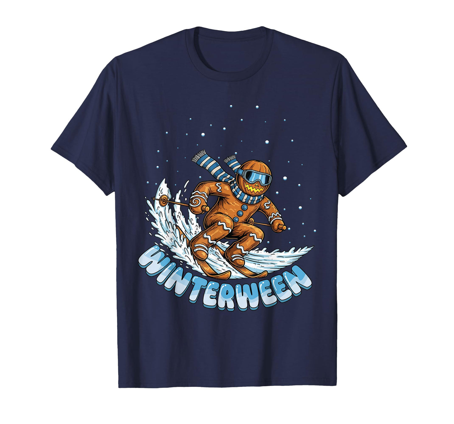 Winterween Winter Halloween Skeleton Pumpkin Skiing Skii T-Shirt
