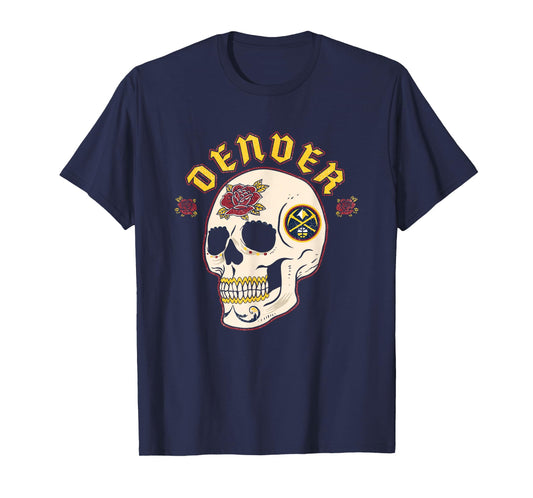 NBA Denver Nuggets Halloween Floral Skull T-Shirt