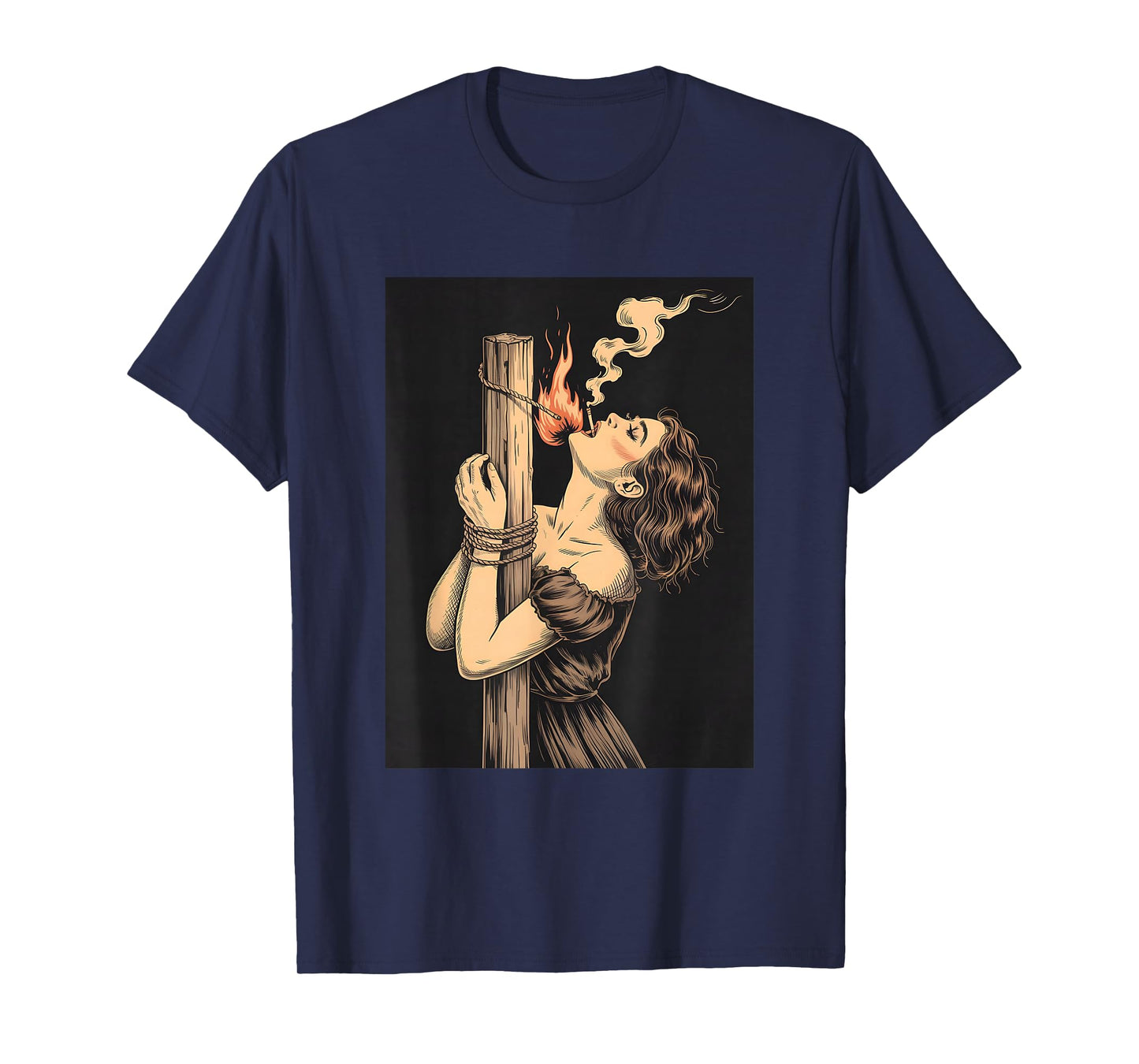 Satan Devil Hell Witch with Flames Cigarette Occult for Men T-Shirt