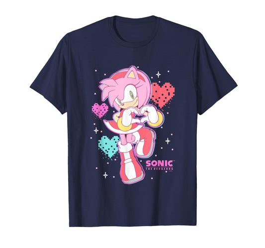 Sonic The Hedgehog Valentine's Day Cute Amy Rose Retro Logo T-Shirt