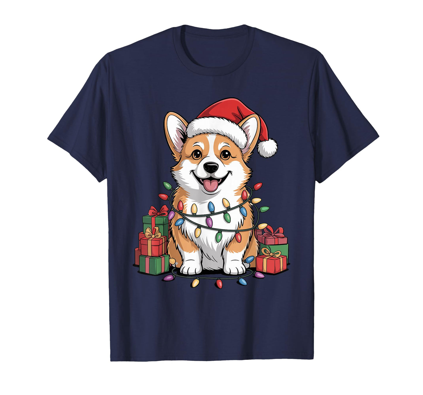 Pembroke Welsh Corgi Santa Hat Christmas Dog Lover Holiday T-Shirt