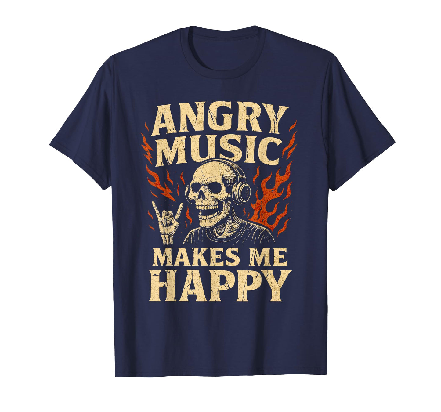 Angry Music Makes Me Happy Vintage Rock Band T-Shirt