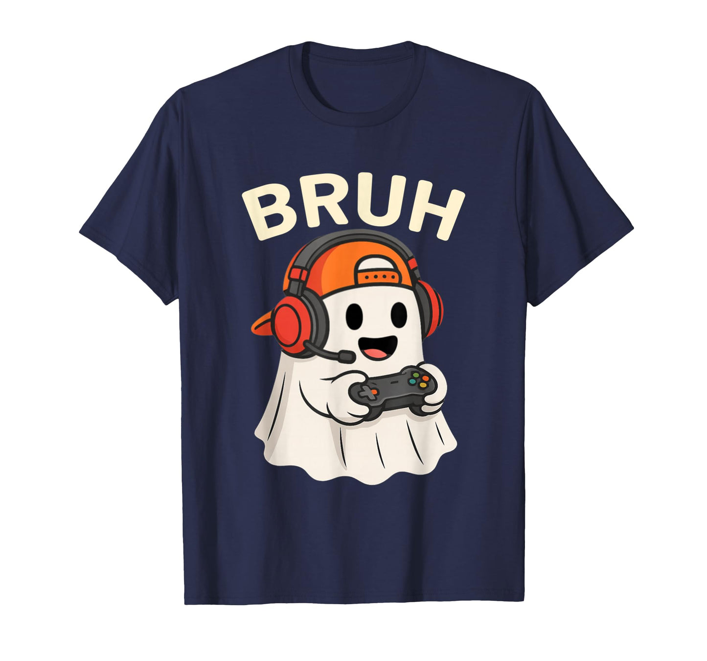 Bruh Halloween Ghost Gamer Funny Video Gaming Boys Men Kids T-Shirt
