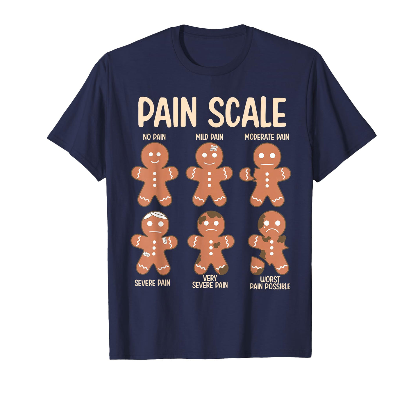 Pain Scale Funny Gingerbread Man Christmas Nurse Holiday T-Shirt