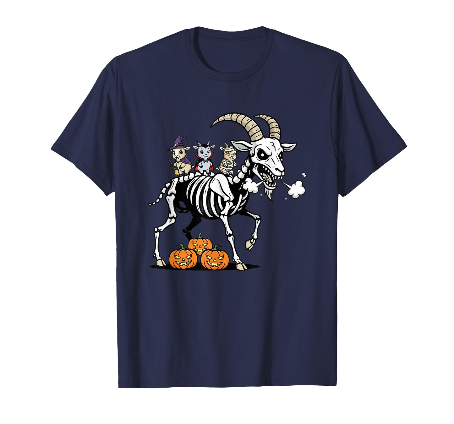 Funny Goat Skeleton Mummy Witch Halloween Kids Mens Womens T-Shirt