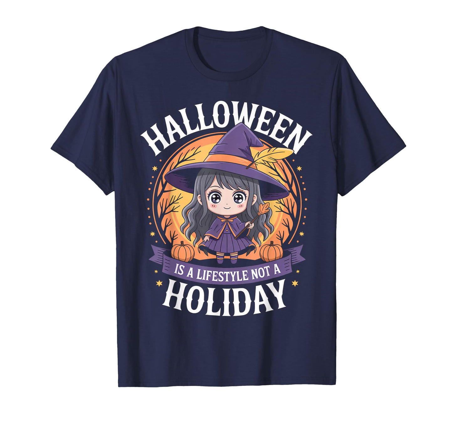 Halloween Anime Witch Chibi Lifestyle Not Holiday Girl Women T-Shirt
