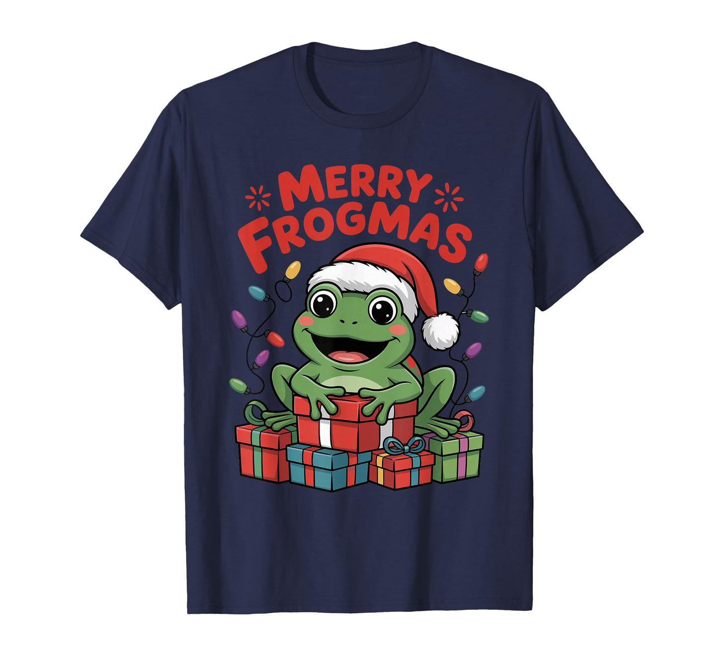 Frog Santa Hat Christmas Design Funny Animal Lovers Holiday T-Shirt