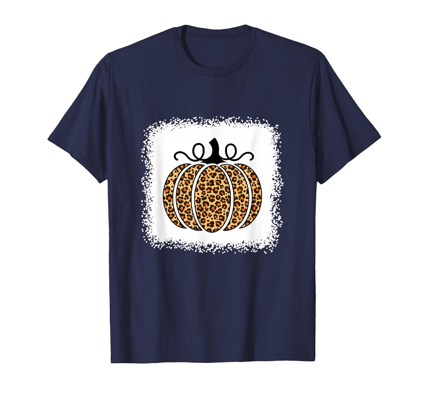 Halloween Pumpkin Bleached Leopard Print for Women Teen Girl T-Shirt